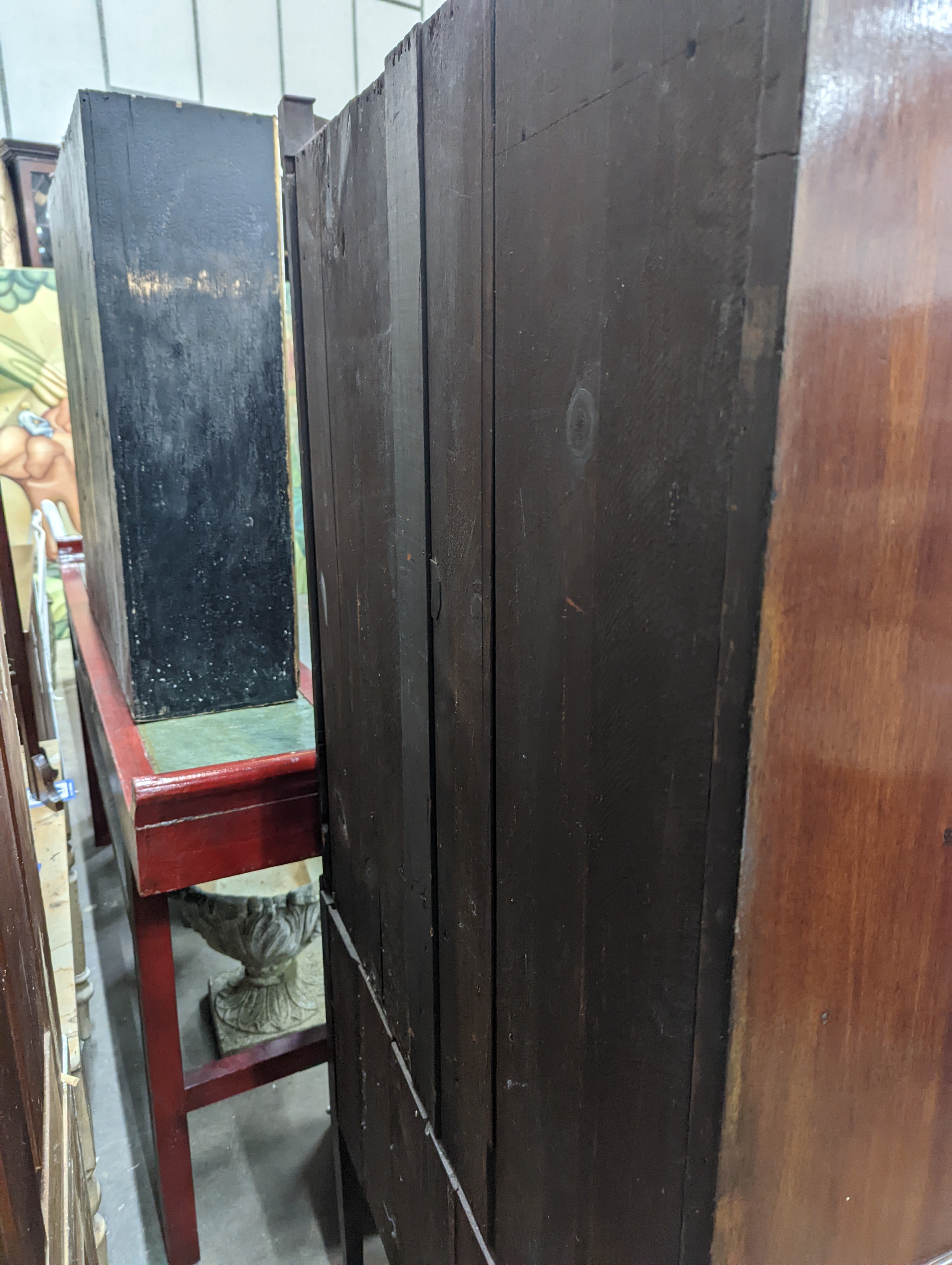 An Edwardian George III design mahogany secretaire bookcase, length 90cm, depth 51cm, height 187cm